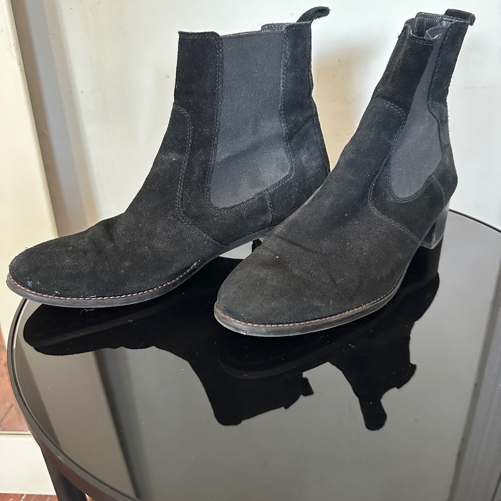 Black Aquatalia Chelsea boot with pull on tab.